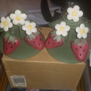 Set of Two Poseable Strawberry Candleholders NEW